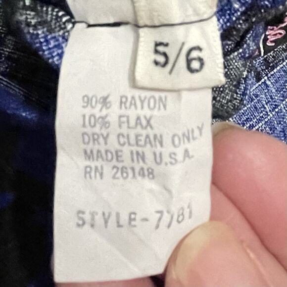 Vintage Ilyza New York Floral Print Skirt Sz 5/6 Black Blue Pleated 80s Preppy … - Picture 7 of 7